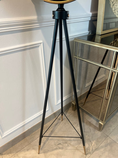 Black and gold tripod floor gear clock - Luscious Homewares