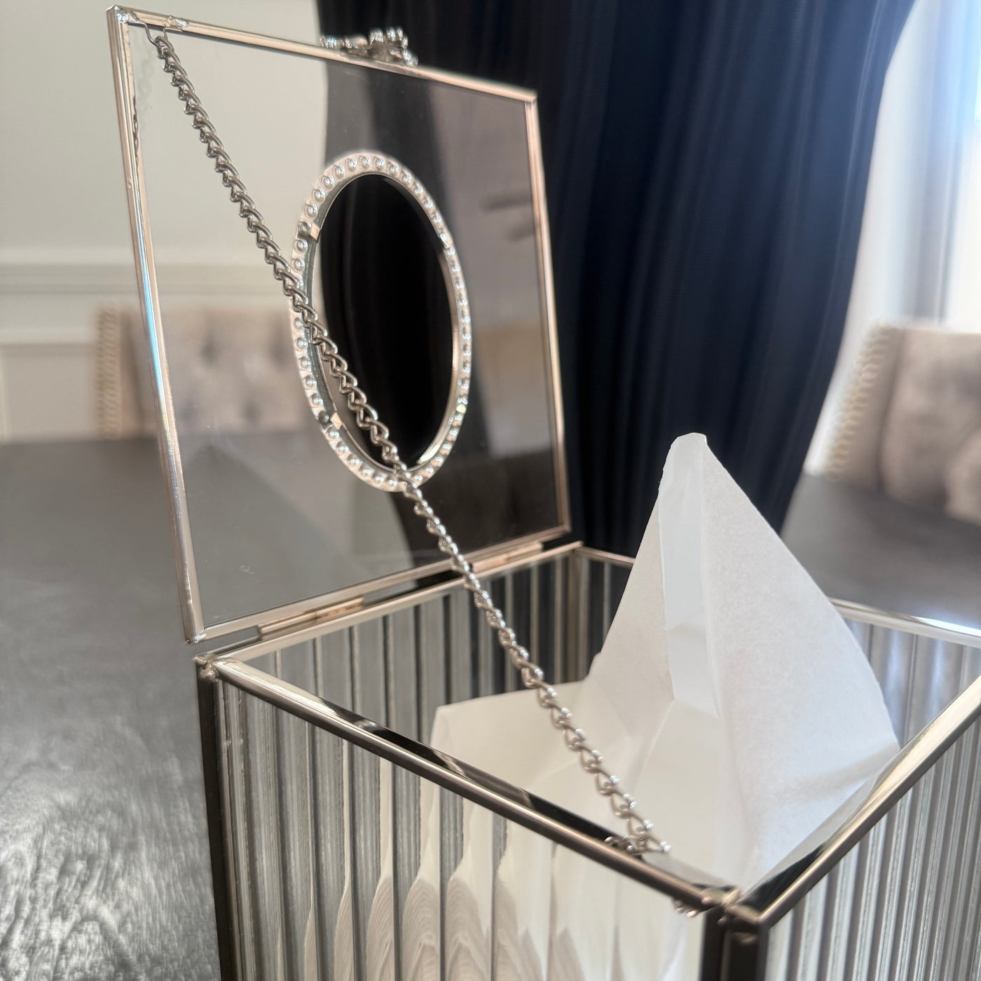 Porcha square silver tissue box - Luscious Homewares