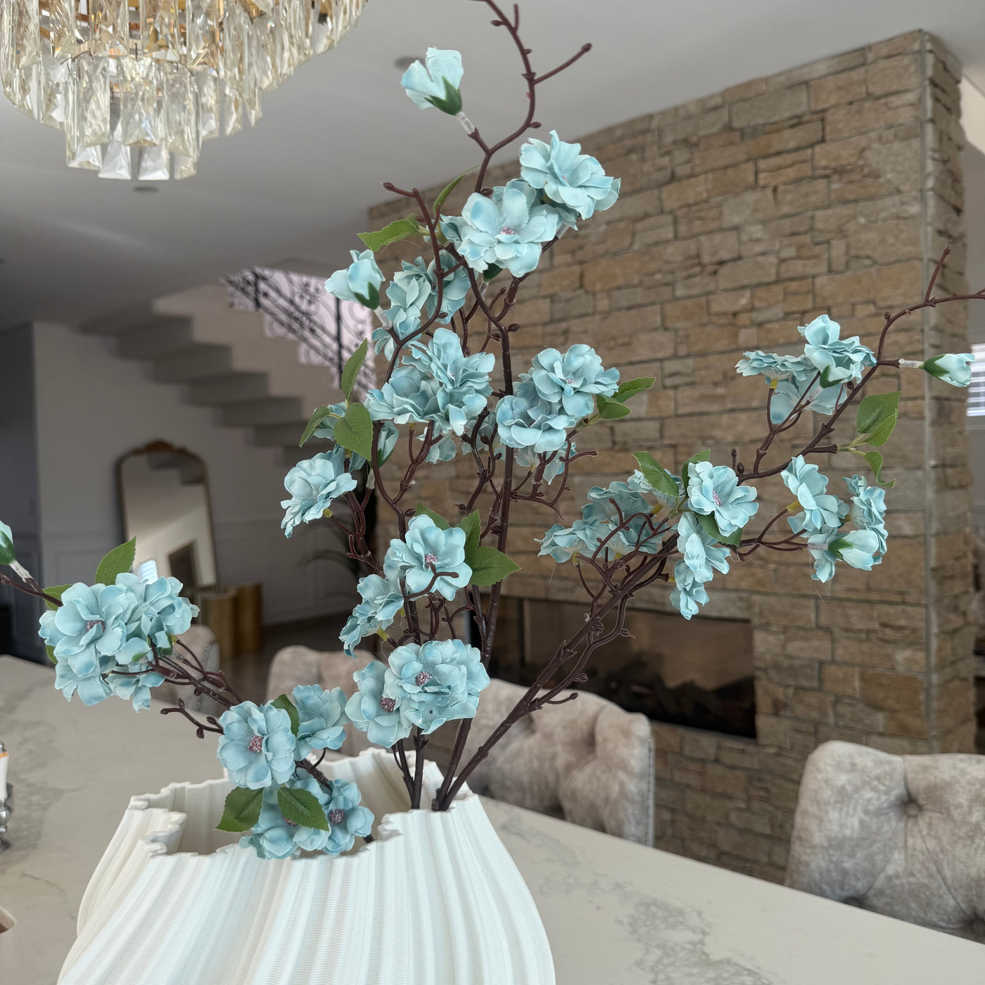 Blue floral Cherry blossom 110cm stem - Luscious Homewares