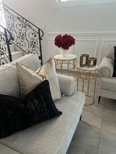Tall Round gold marble table set of 2