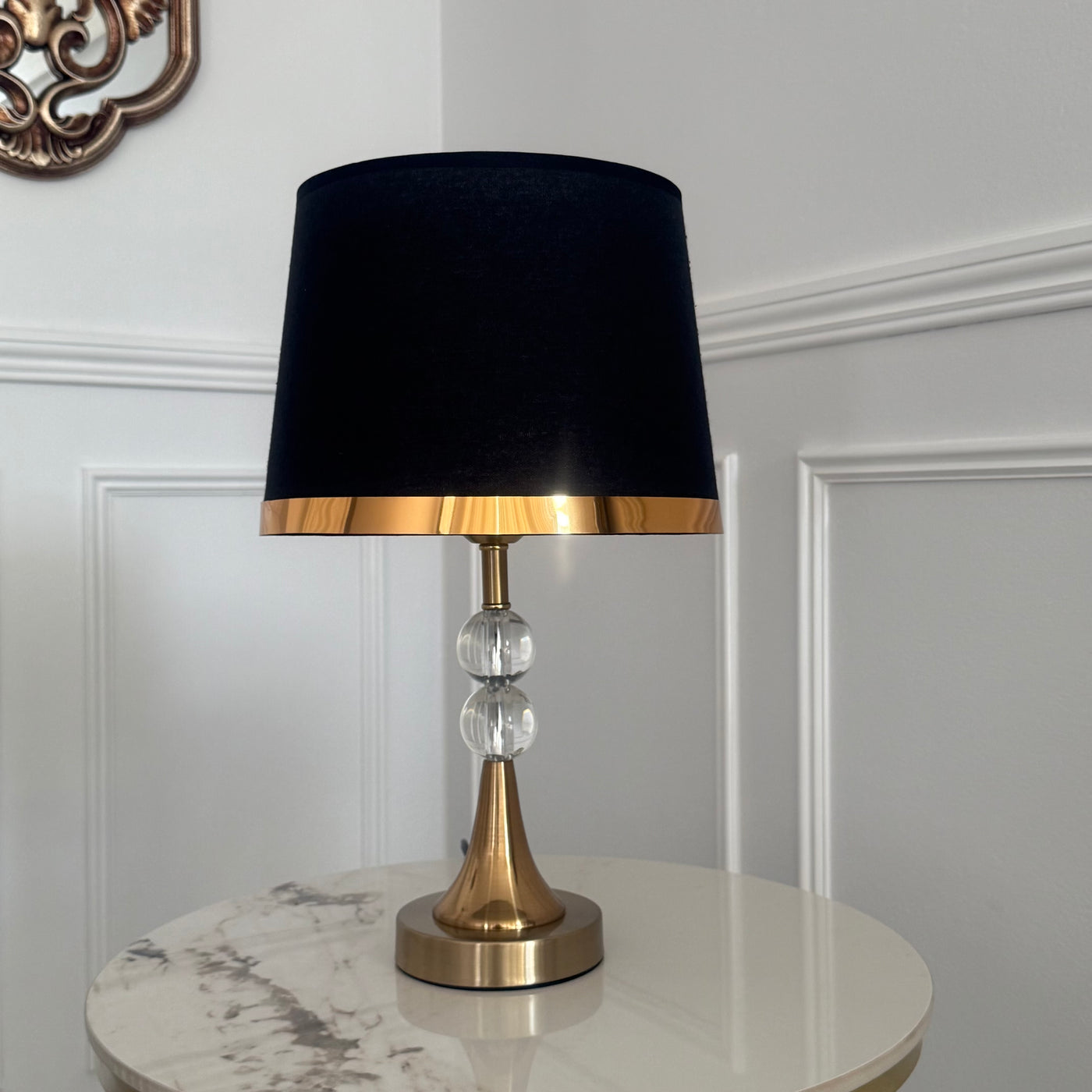 Mila Crystal gold table Lamp black shade