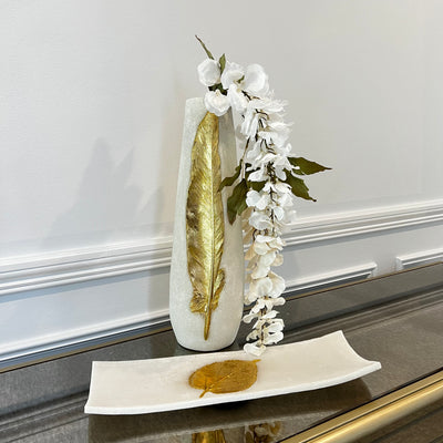 Jalina resin Quartz vase gold foil leaf - Luscious Homewares