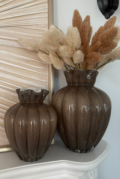 Fontana smoked taupe Glass vase - Luscious Homewares