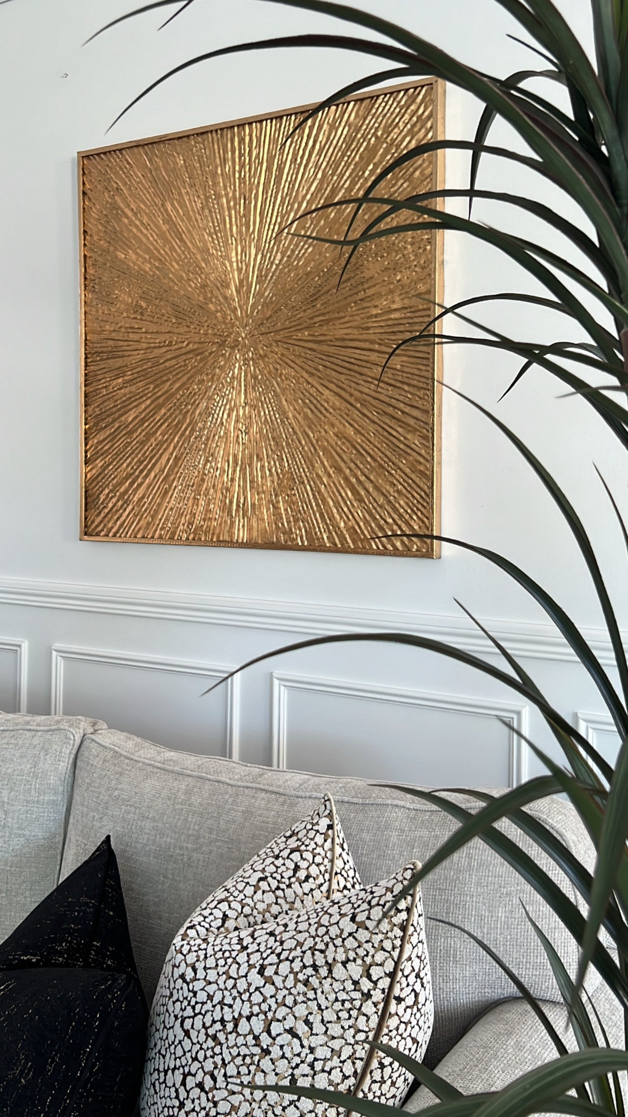 Abstract gold metal wall art - Luscious Homewares