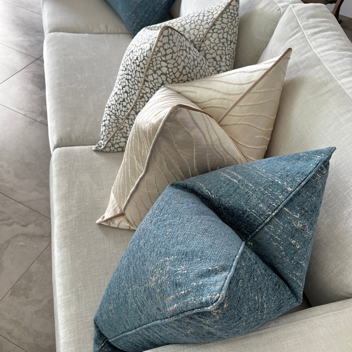 Allure teal & nude Cushion - Luscious Homewares