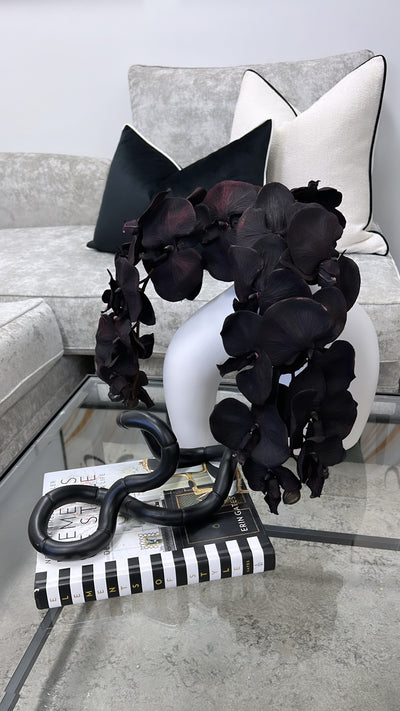 Zia white vase and black orchids - Luscious Homewares