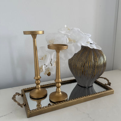 Gold candle holder set of 2 - Luscious Homewares