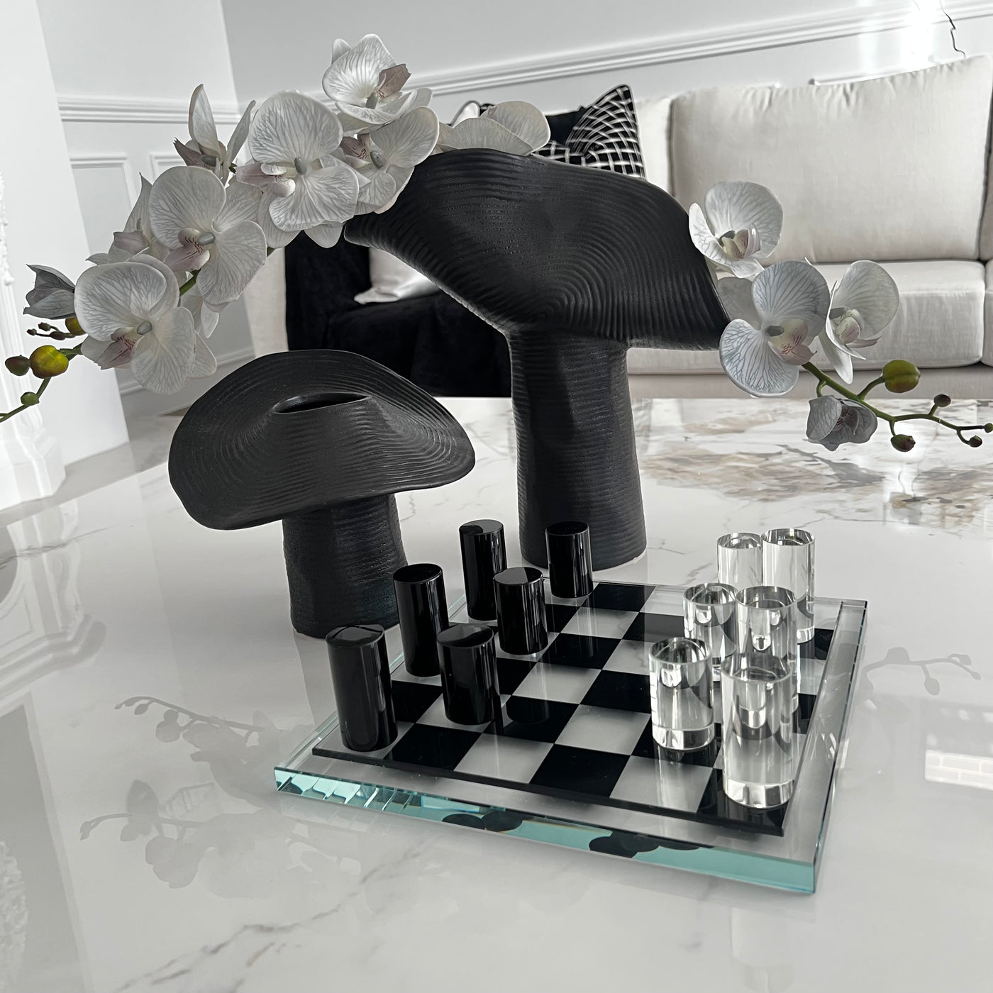 Chess black crystal and crystal - Luscious Homewares