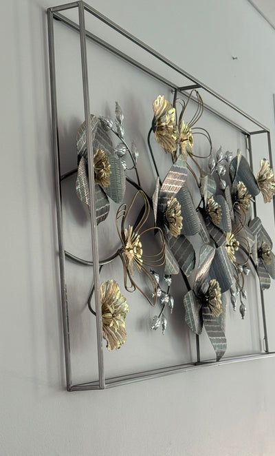 Floral bloom metal wall art hanging - Luscious Homewares