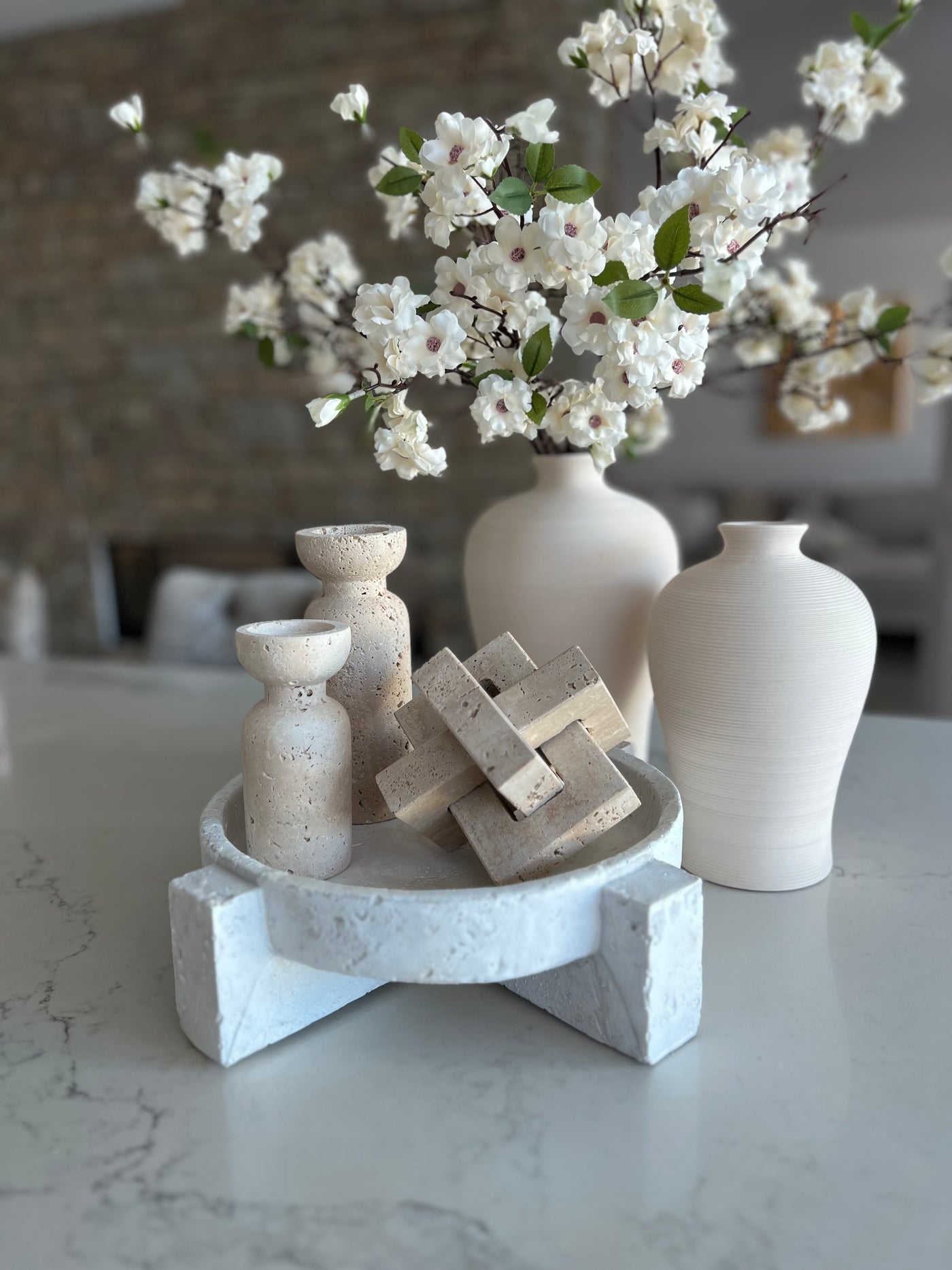 Travertine Stone knot - Luscious Homewares