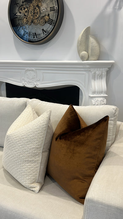 De-luxe caramel velvet cushion - Luscious Homewares