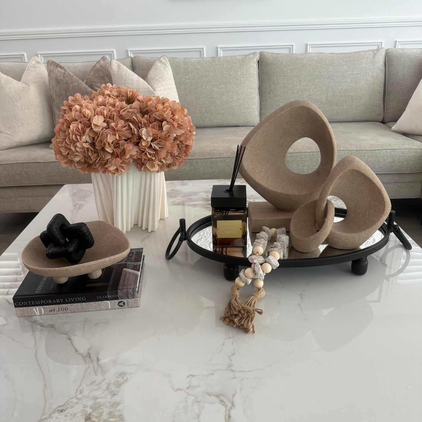 Hydrangeas + 3d print white vase - Luscious Homewares