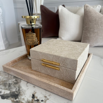 Travertine Stone square tray 30x30cm - Luscious Homewares
