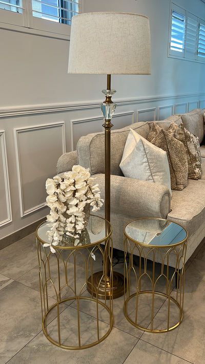 Gold arched mirrored table set of 2 - Luscious Homewares