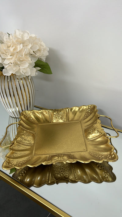 Janin gold foil square handle tray - Luscious Homewares