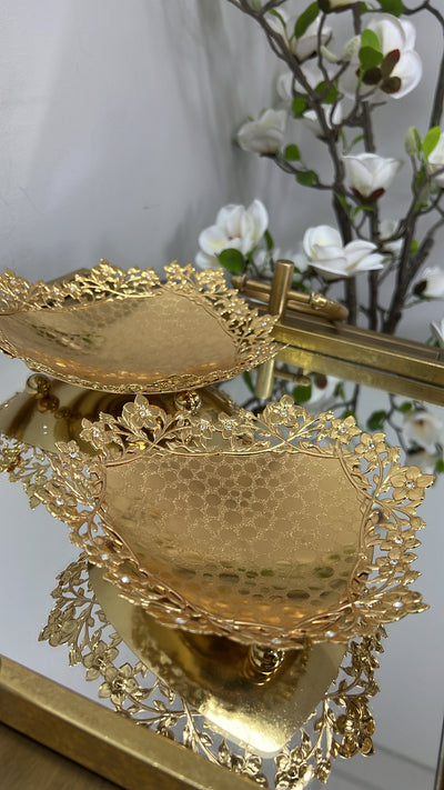 Intricate gold serving decorative / snack tray