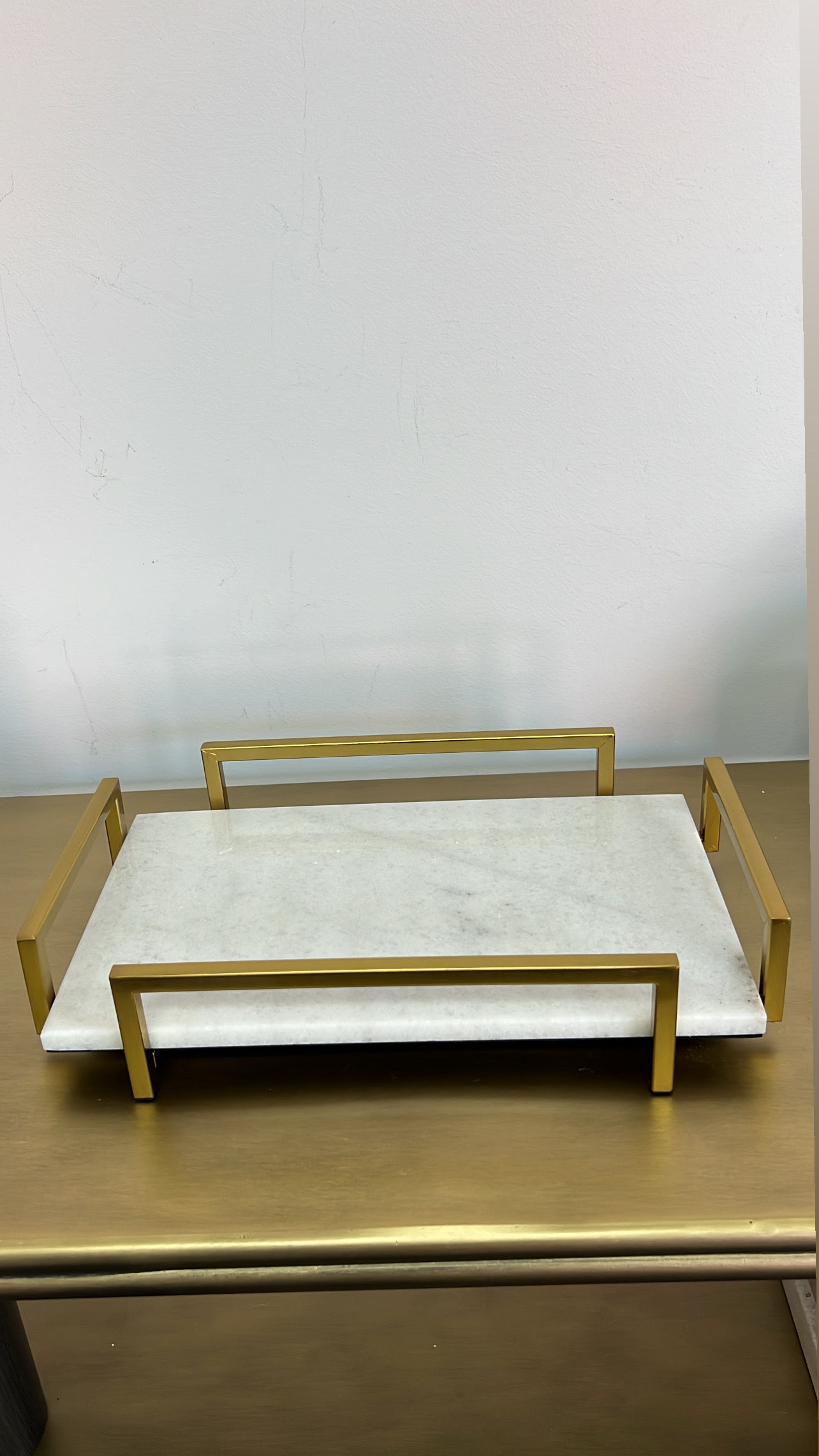 White Marble Gold handle tray