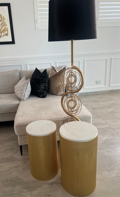 Ribbed marble gold table set of 2 - Luscious Homewares