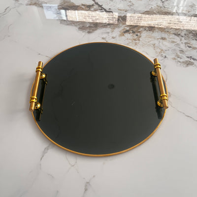 Smoked glass round tray - Luscious Homewares