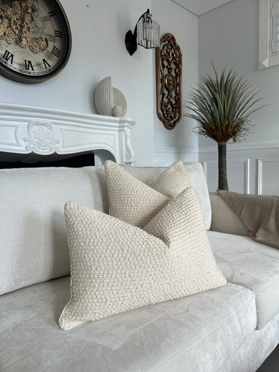 Boucle neutral noughat cushion - Luscious Homewares