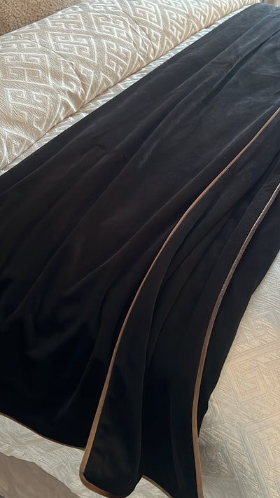 Luxe black velvet throw bronze piping 140x220cm - Luscious Homewares