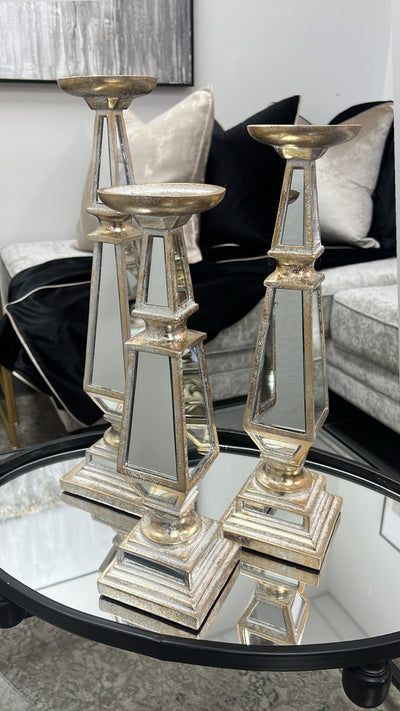 Charlotte mirrored champagne candle holders - Luscious Homewares