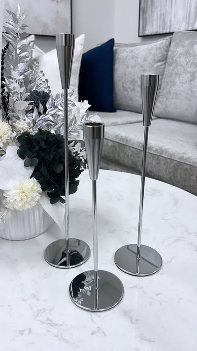 Pillar Silver candle set of 3 - Luscious Homewares