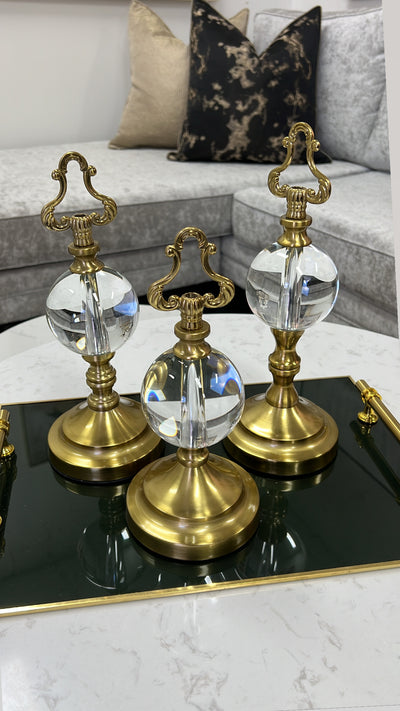 Crown crystal ball gold stands - Luscious Homewares