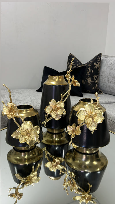 Blossom Brass black vases - Luscious Homewares