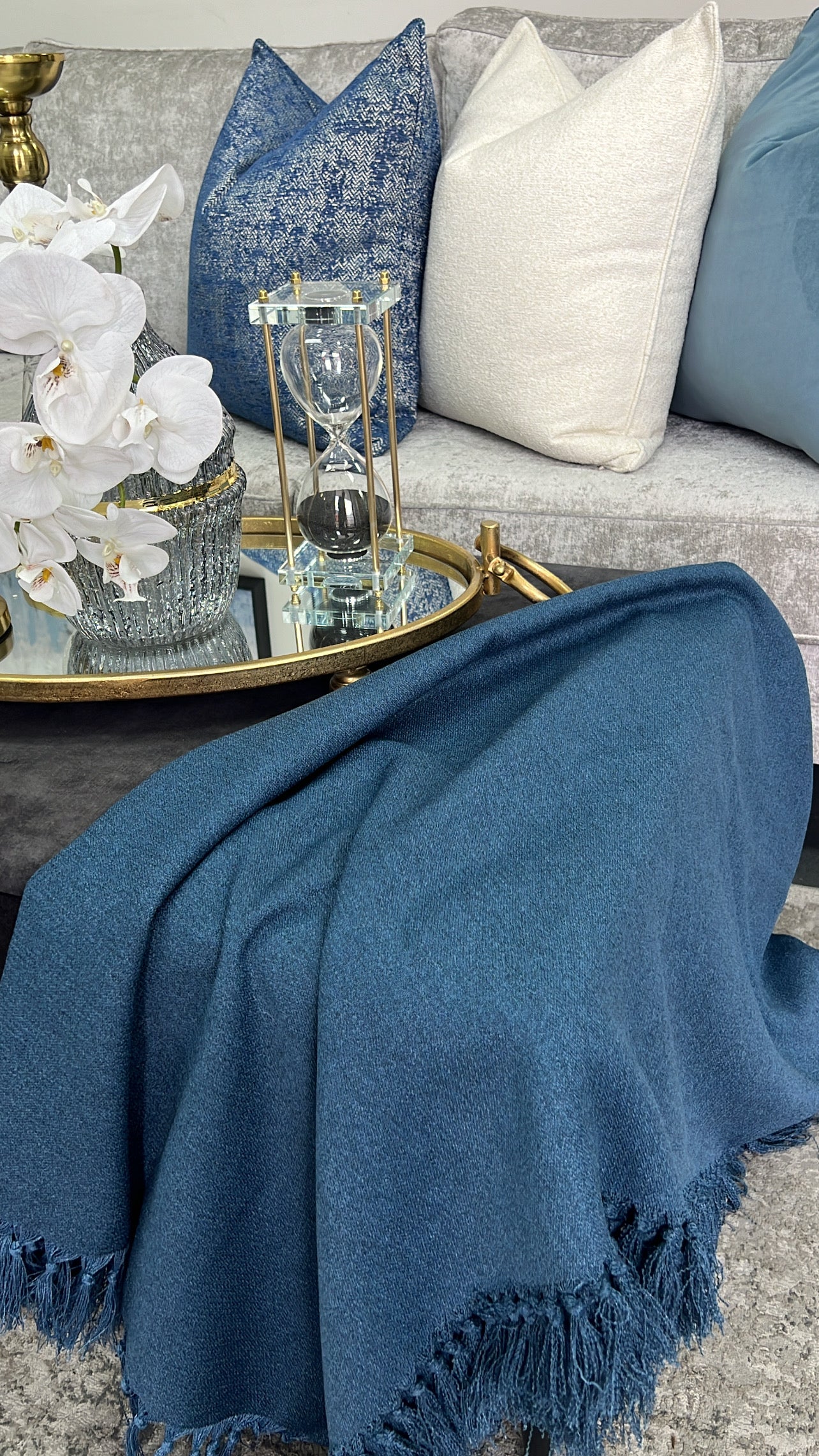 Navy Throw - Luscious Homewares