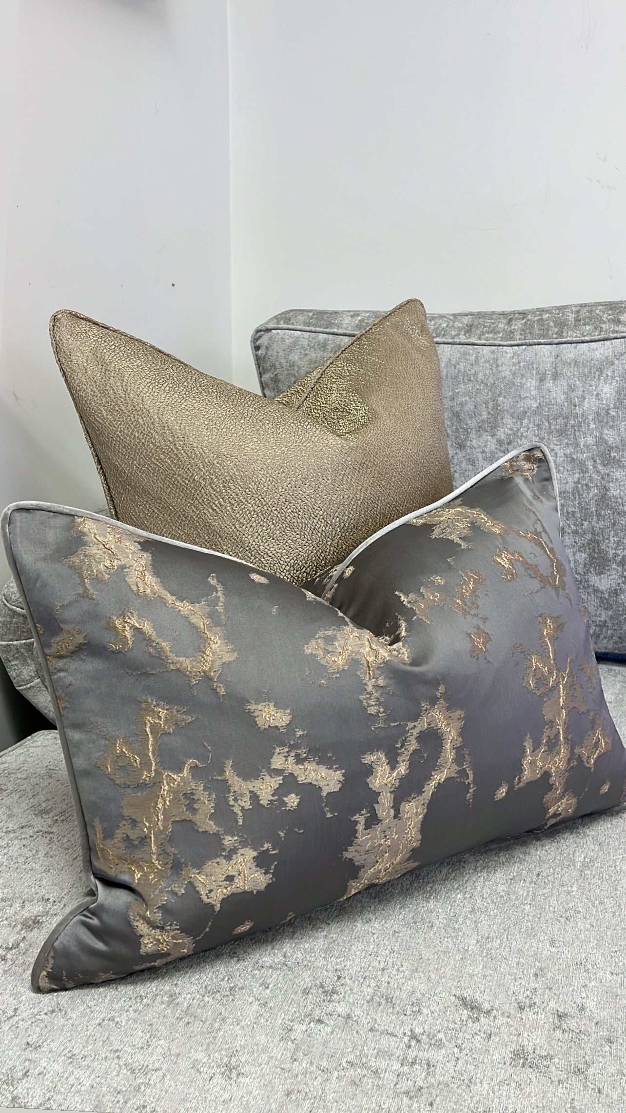 Belmond grey/gold cushion - Luscious Homewares