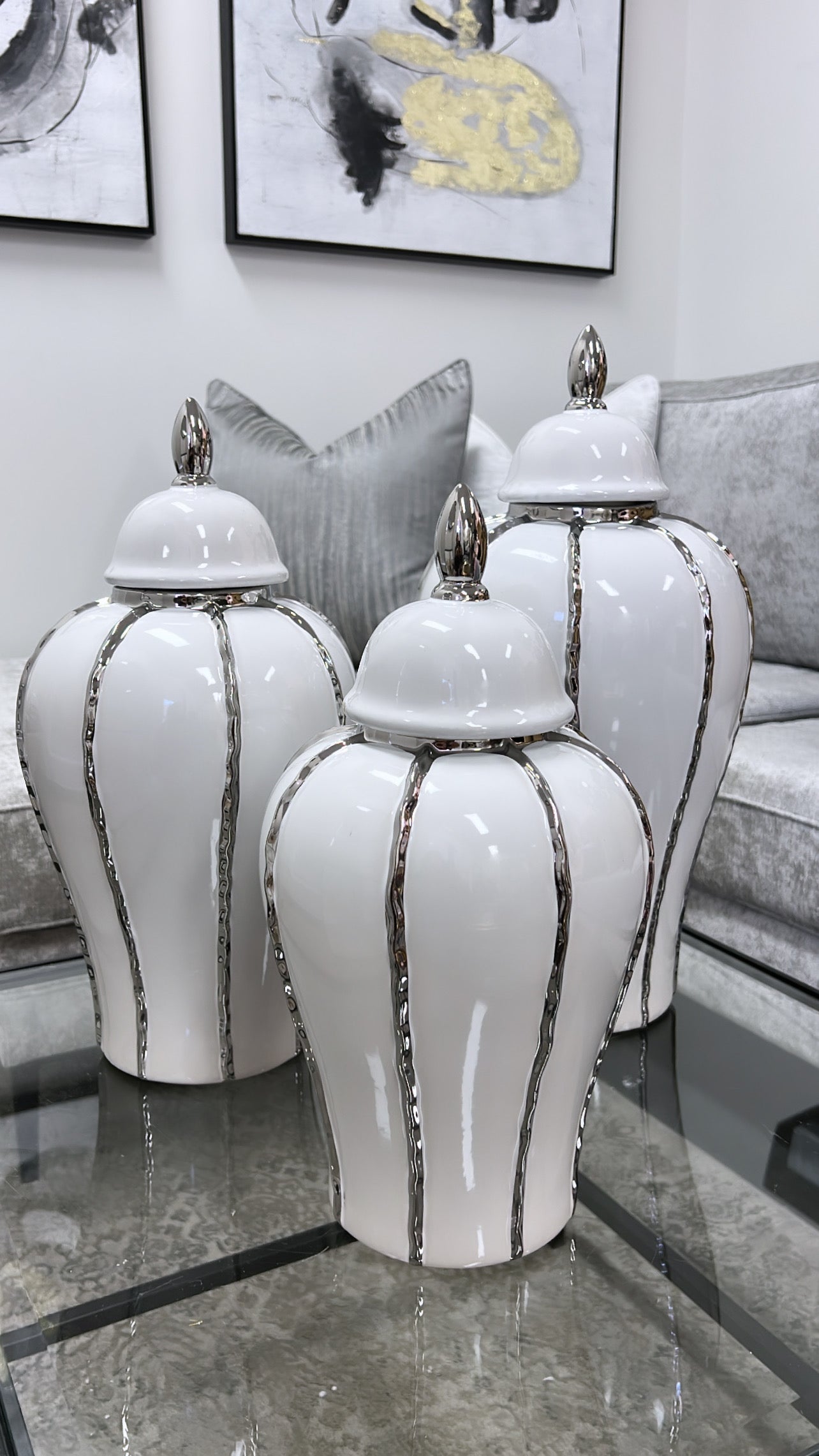 Florence silver ginger jars - Luscious Homewares