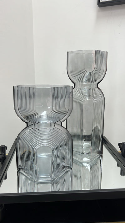 Elitte grey glass vases - Luscious Homewares