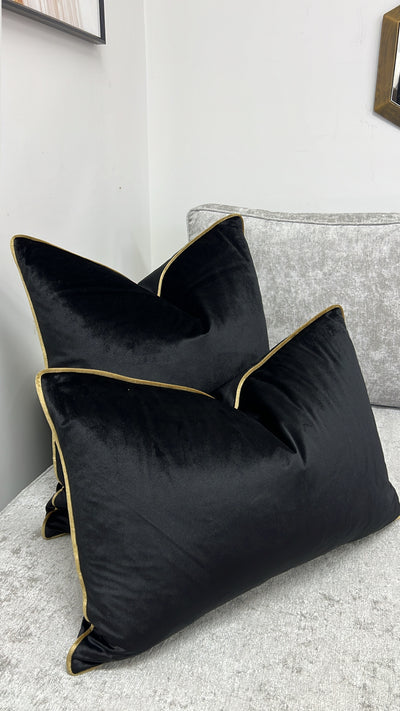 Hilton black/gold cushion - Luscious Homewares