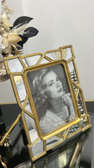 Mirrored olala gold photo Frame 5x7 - Luscious Homewares