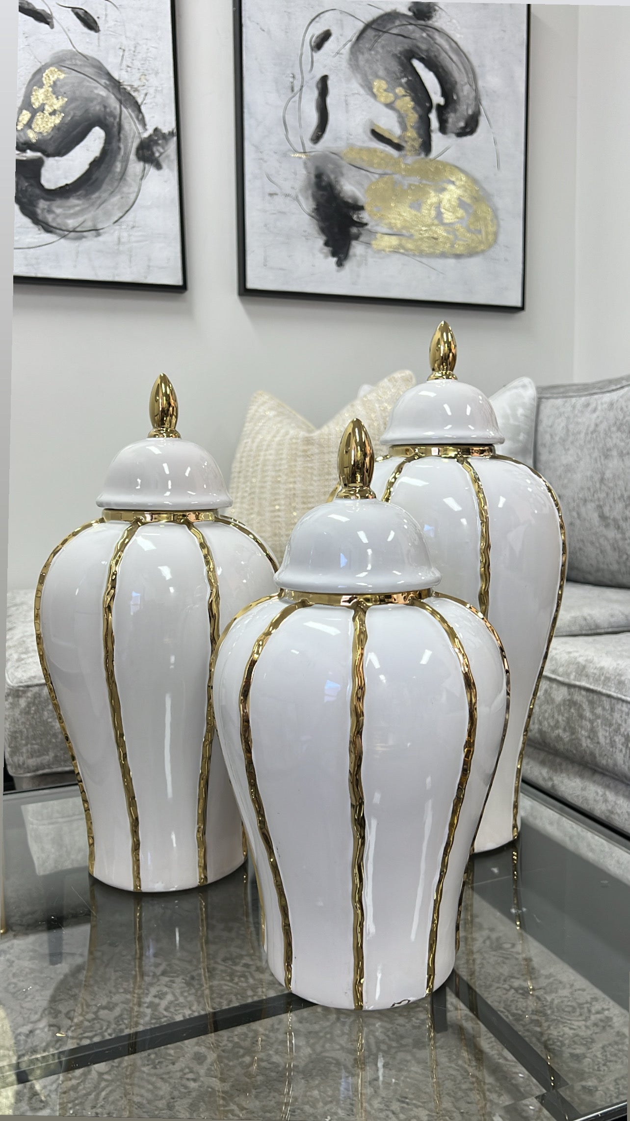 Florence gold ginger jars - Luscious Homewares