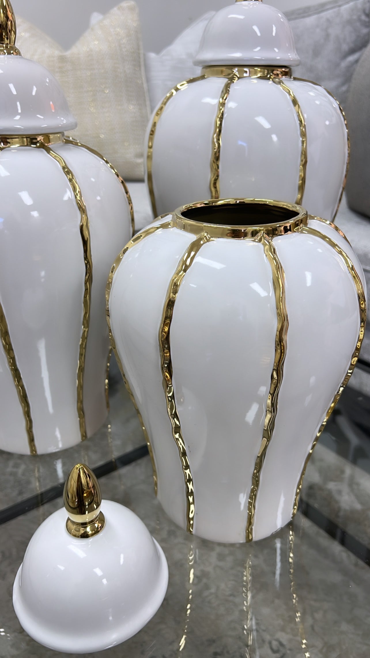 Florence gold ginger jars - Luscious Homewares