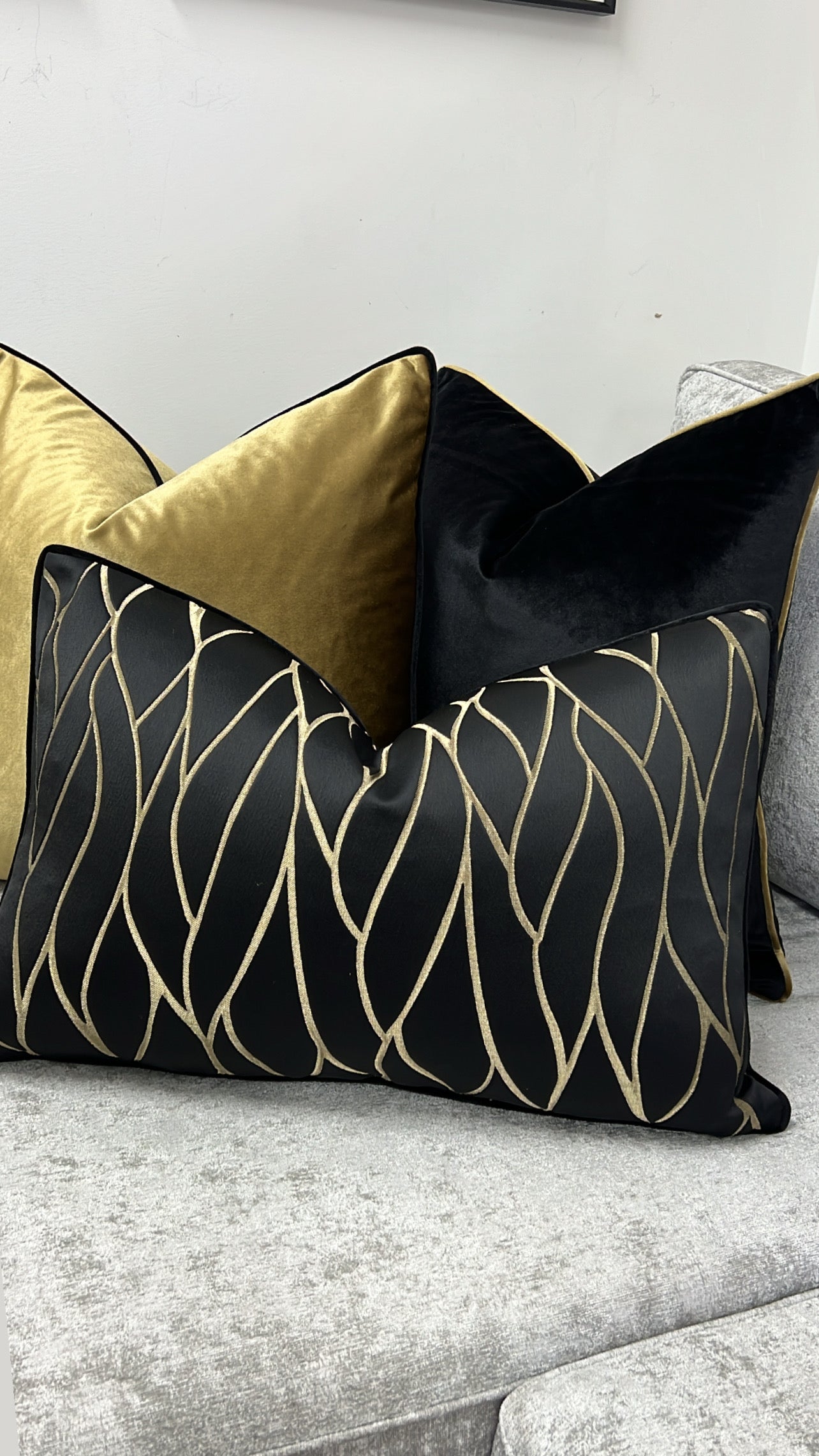 Hilton gold / black cushion - Luscious Homewares