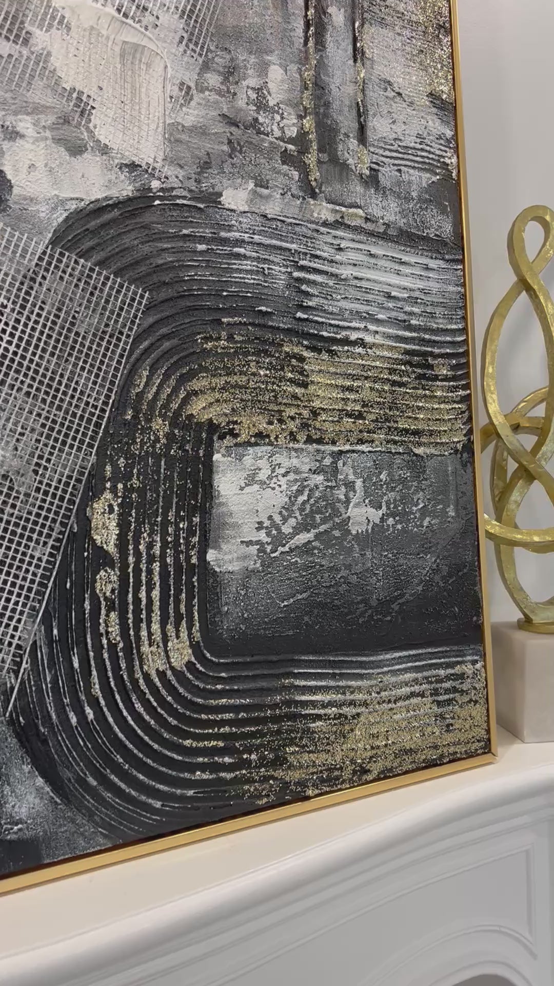 Gold and black abstract frame wall art