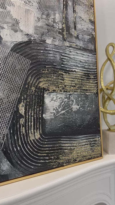 Gold and black abstract frame wall art