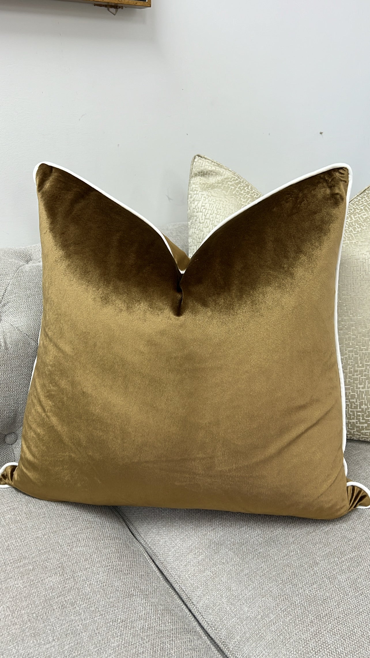 Hilton bronze / white cushion - Luscious Homewares