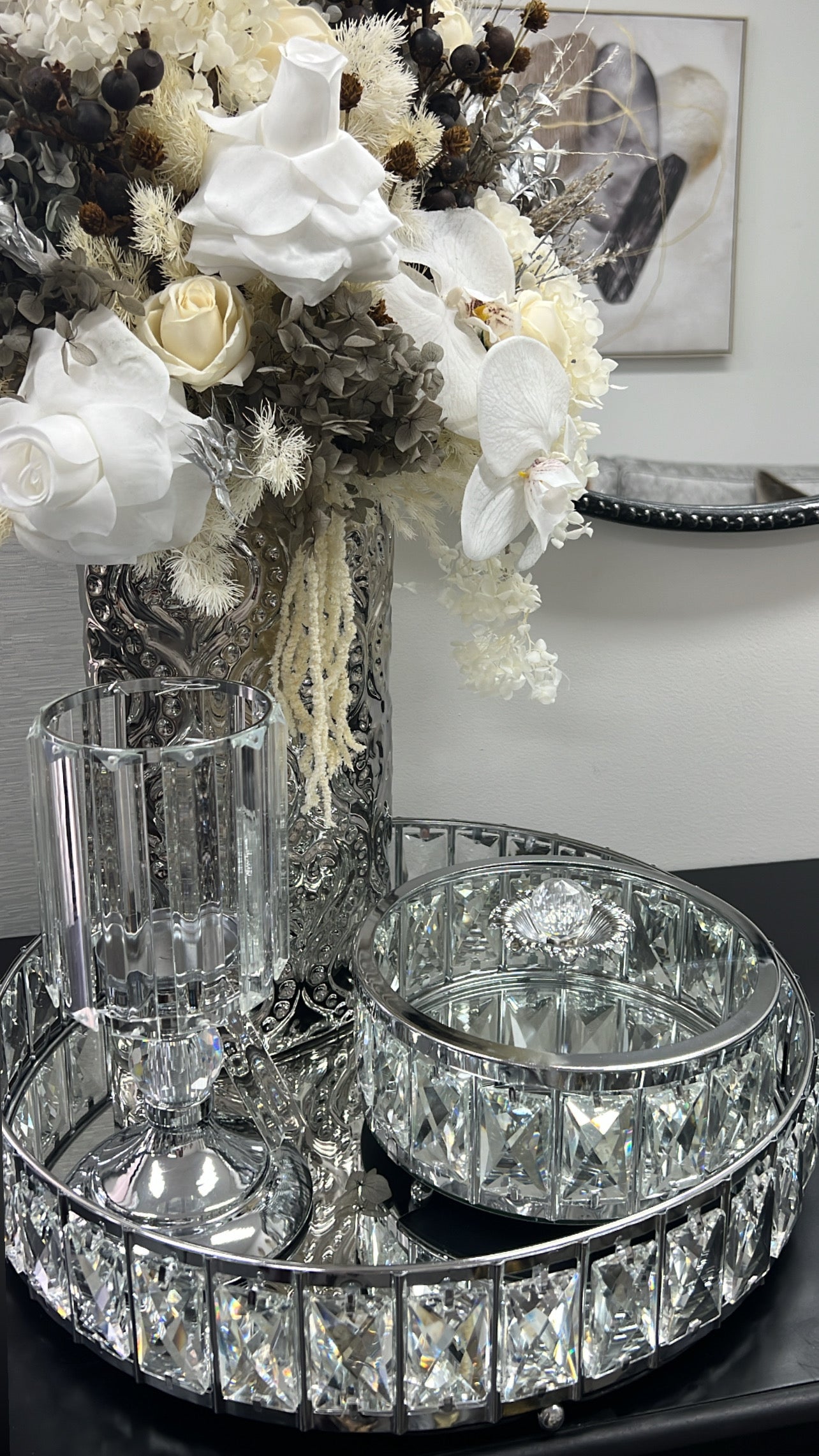 Estelle crystal silver trays - Luscious Homewares