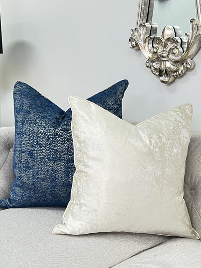 Rochelle blue / gold Cushion 50x50 - Luscious Homewares