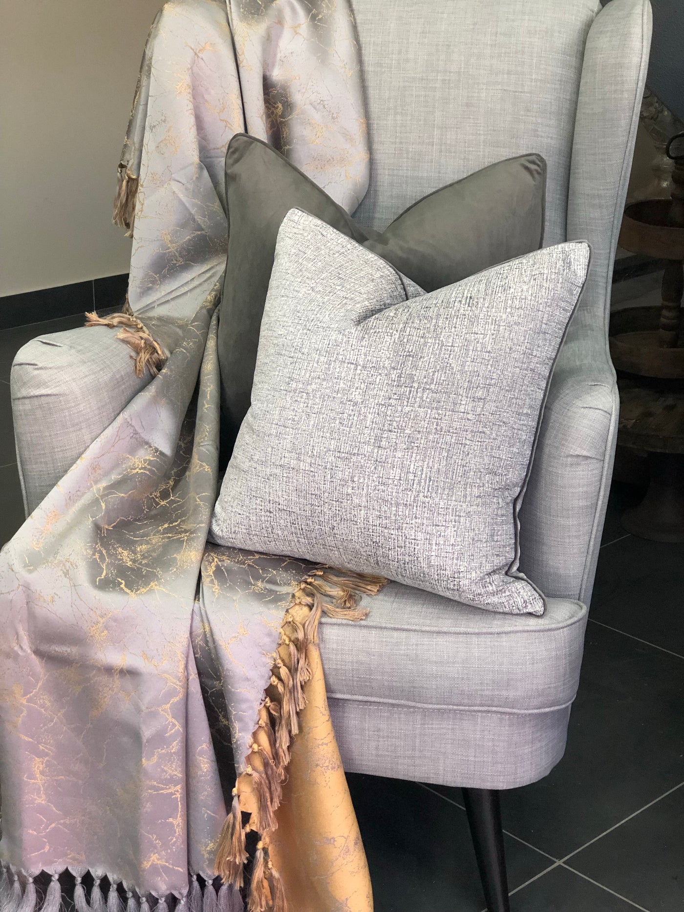 Amaya Luxe Velvet iron grey 50x50 - Luscious Homewares