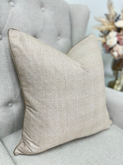 Alistar latte cushion 55x55 - Luscious Homewares