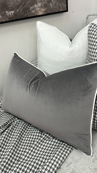 Latisha grey/ white trim 40x60 - Luscious Homewares