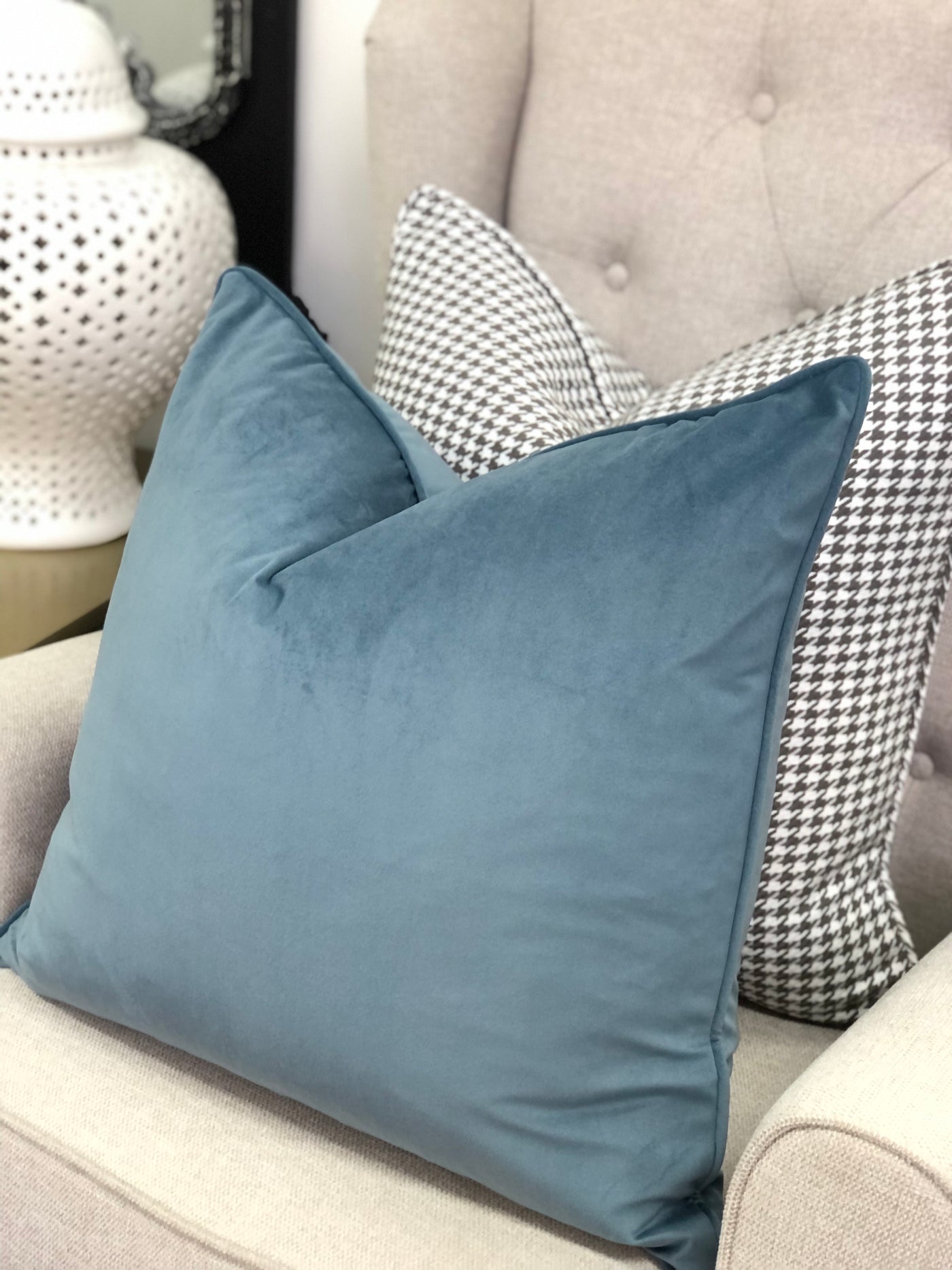 Amaya luxe soft blue 50x50 - Luscious Homewares