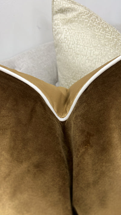 Hilton bronze / white cushion - Luscious Homewares